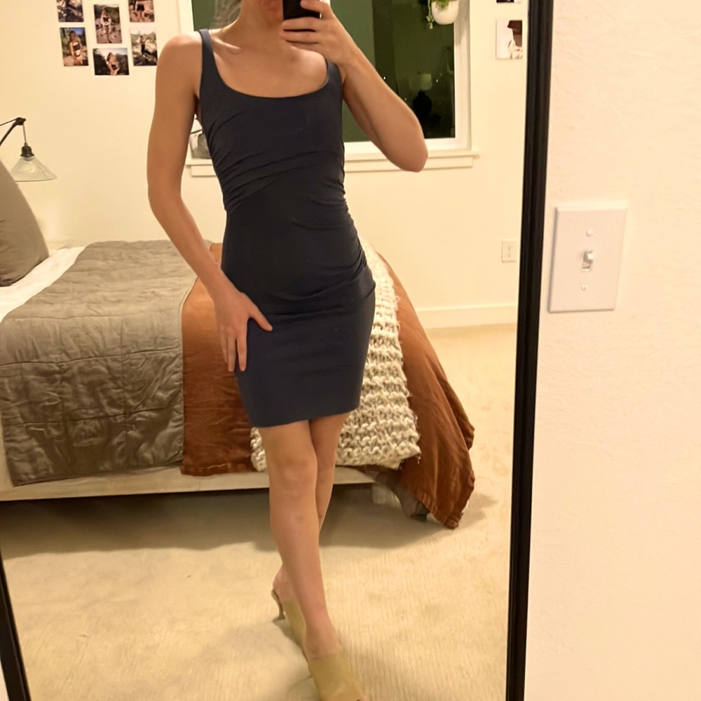 Susana Monaco blue dress size xs, side rouching with front draping